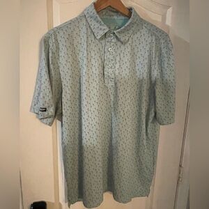 Men's Light Blue Patterned Casual Shirt With Martini Glasses
